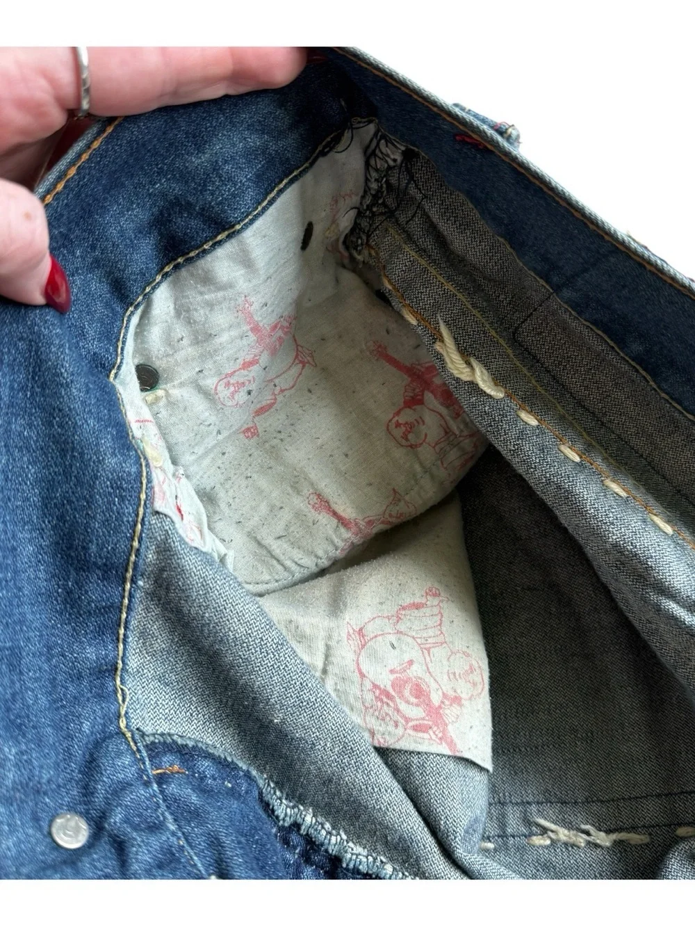 True Religion Billy Super T Jeans 38x33 Big Stitch Y2K Flap Pocket Denim Blue